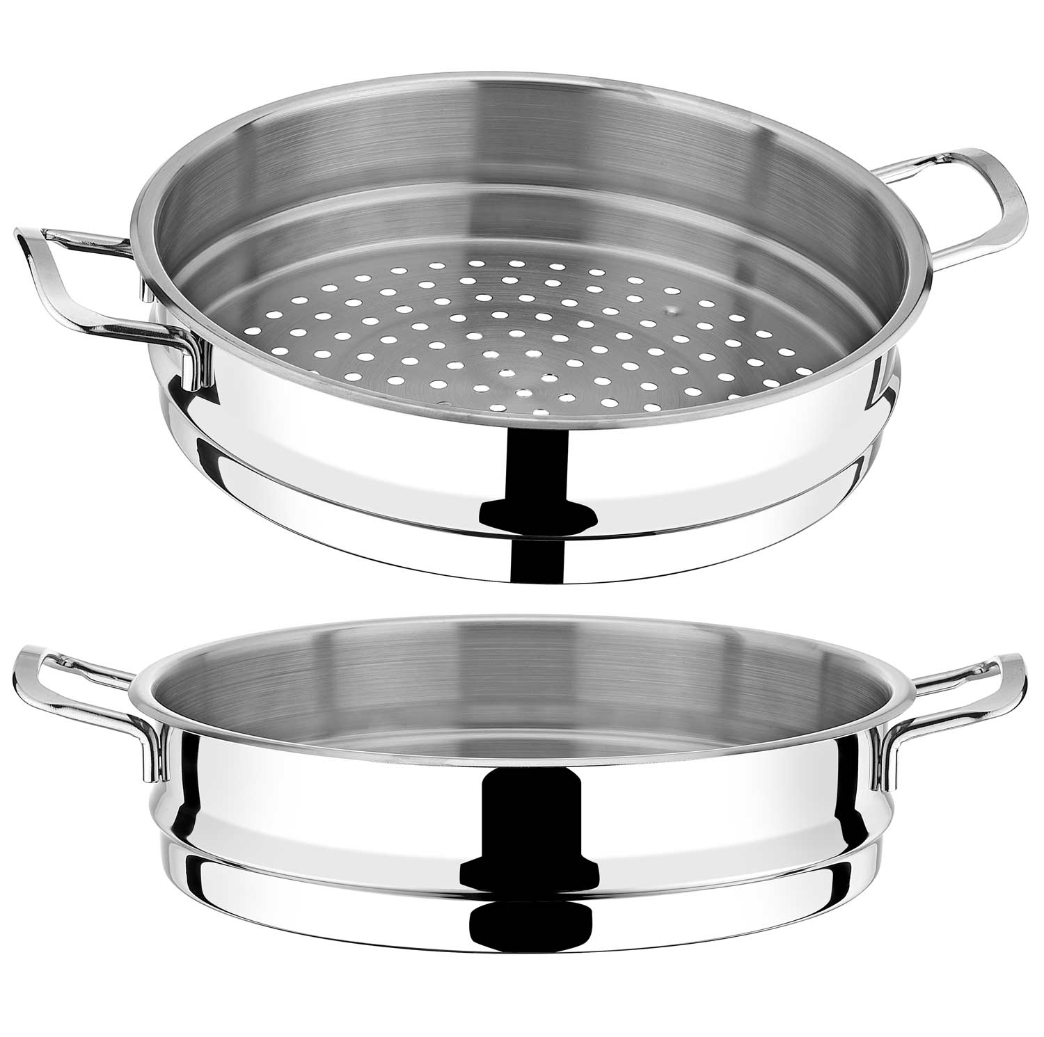 BEM Dampfkocher aus Edelstahl 18/10 mit Glasdeckel, 6-tlg., 26 cm