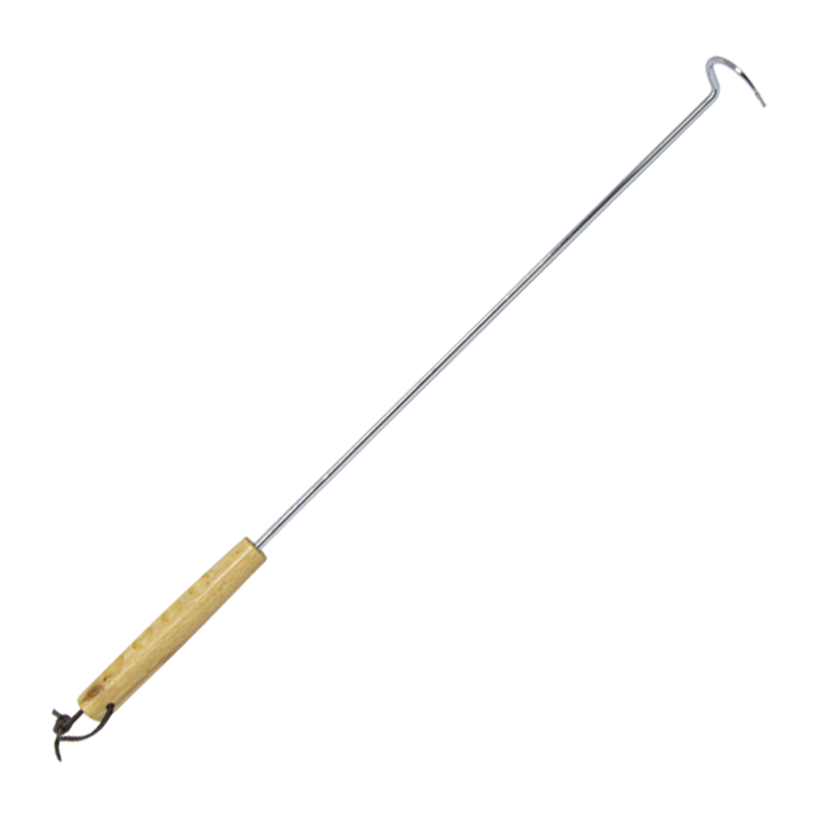 Grill- und Fleischhaken aus Edelstahl, mit Holzgriff, Länge 57 cm