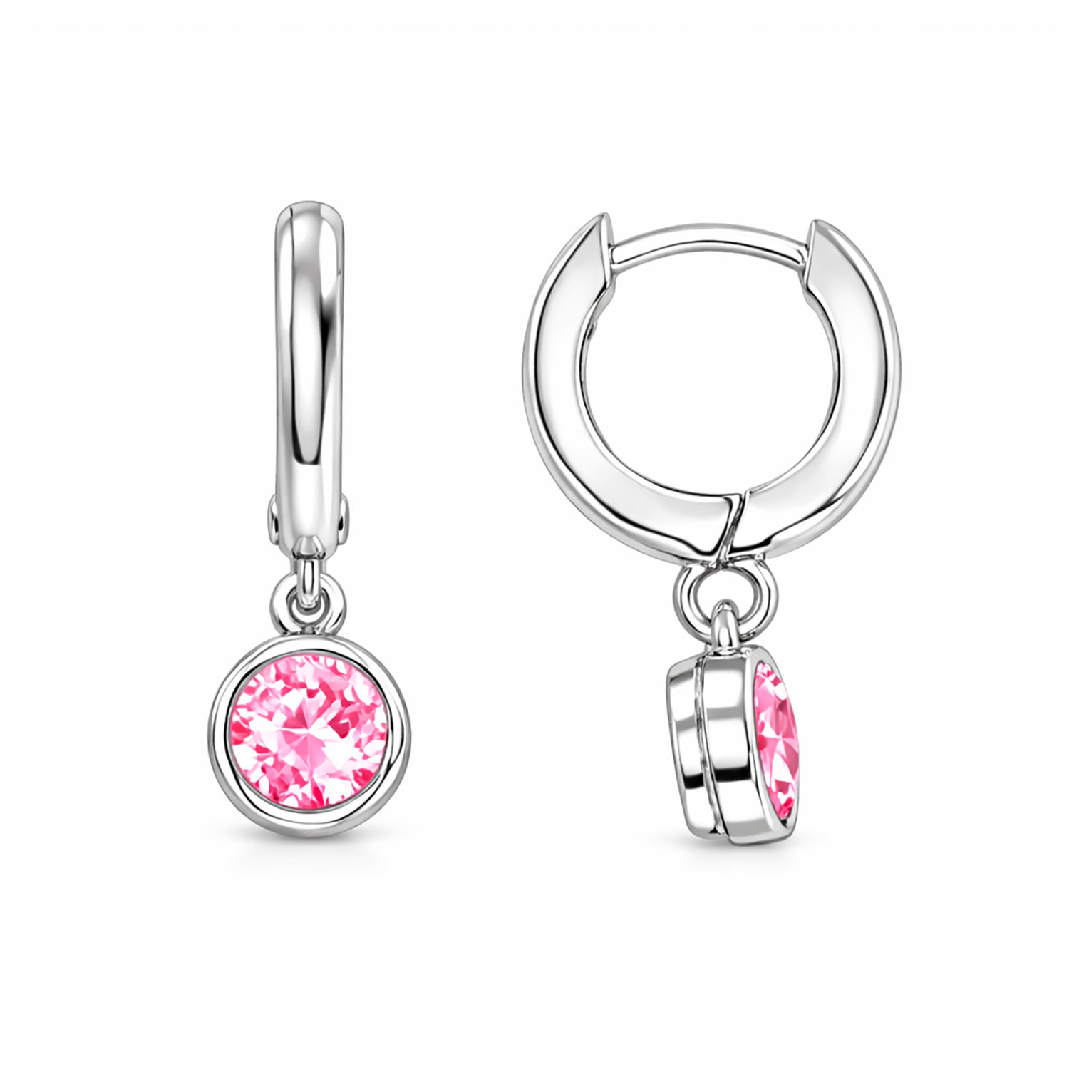 Creolen aus Silber 925, mit rosa Zirkonia