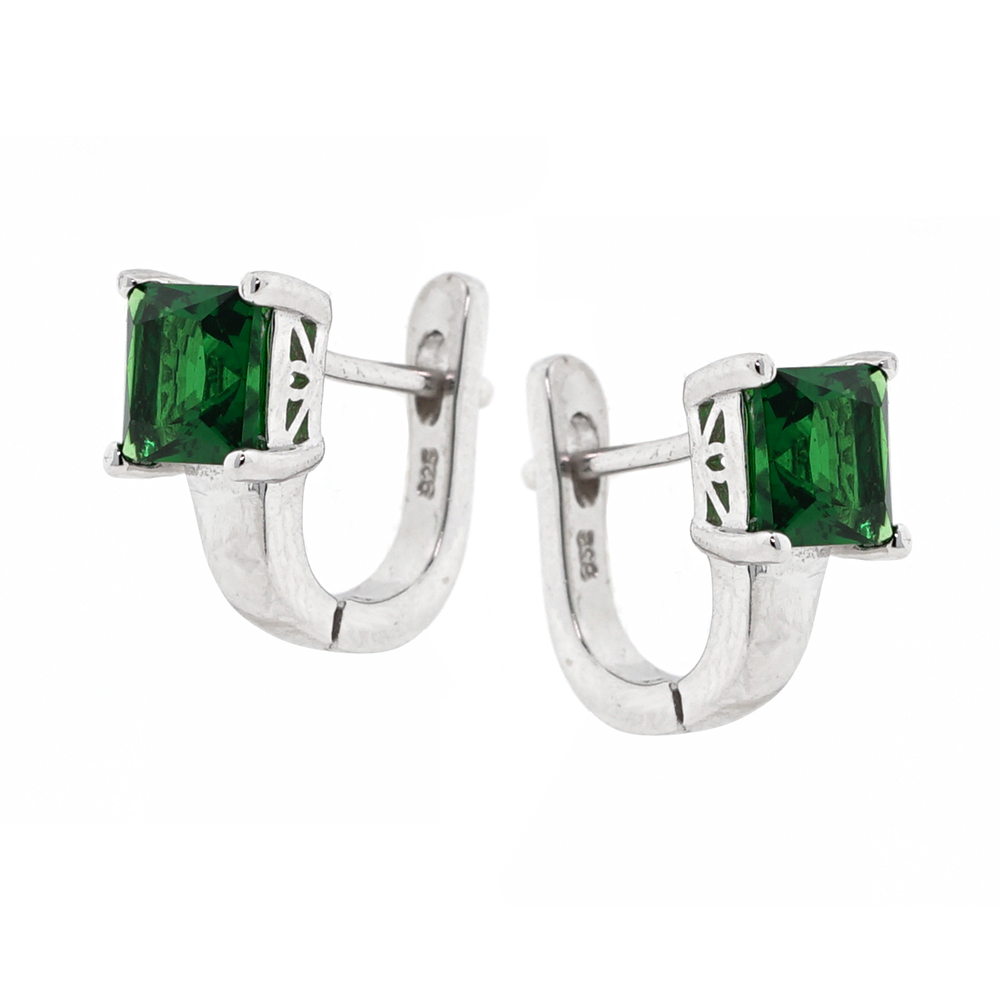 Schmuckset aus 925 Silber mit grünen Zirkonia: Ohrringe + Anhänger + Damenring