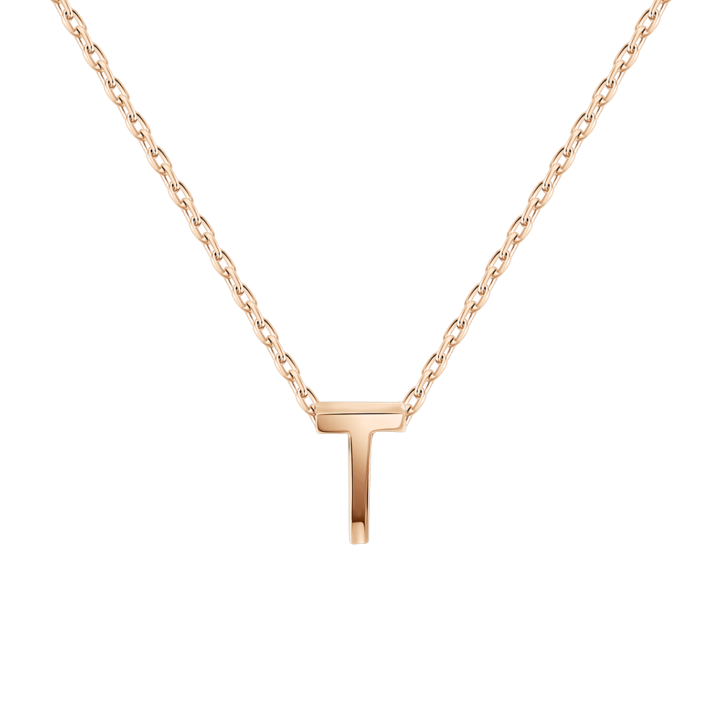 Kette mit Anhänger-Buchstabe "T", Russisches Rotgold 585, Höhe des Anhängers ca. 7 mm, Kettenlänge ca. 44 cm