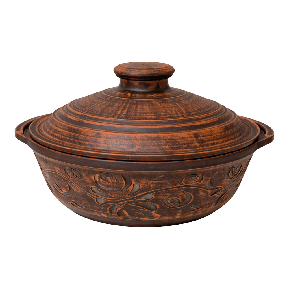 Keramik Bräter aus Naturton mit Griffen und Deckel, 1,8 L