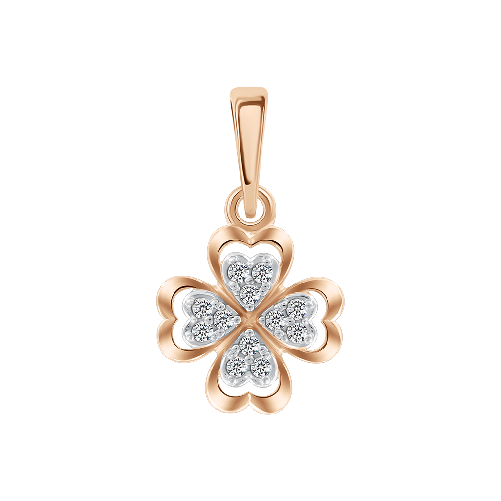 Anhänger, Russisches Rotgold 585, mit Brillanten 12 Stück ca. 0,057 ct. HSI, Höhe ca. 17 mm