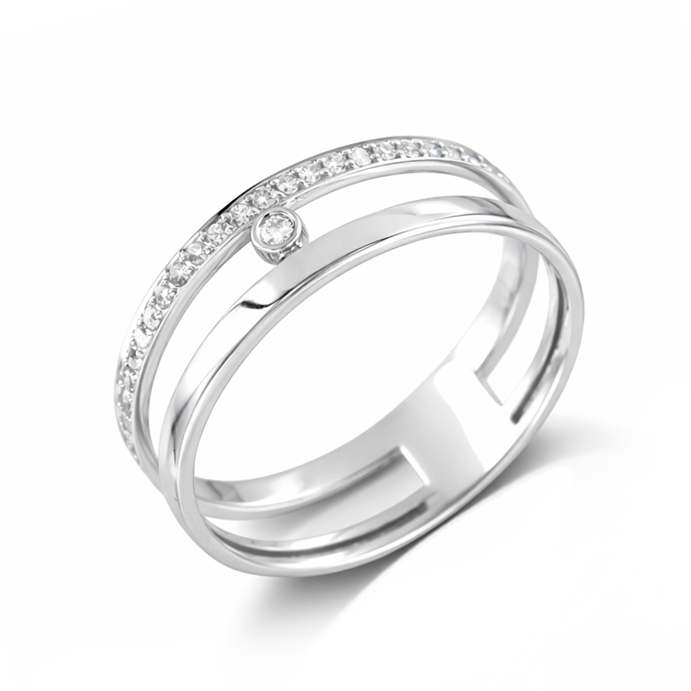 Damenring aus 585 Weißgold mit Brillanten 0,131 ct. WSI