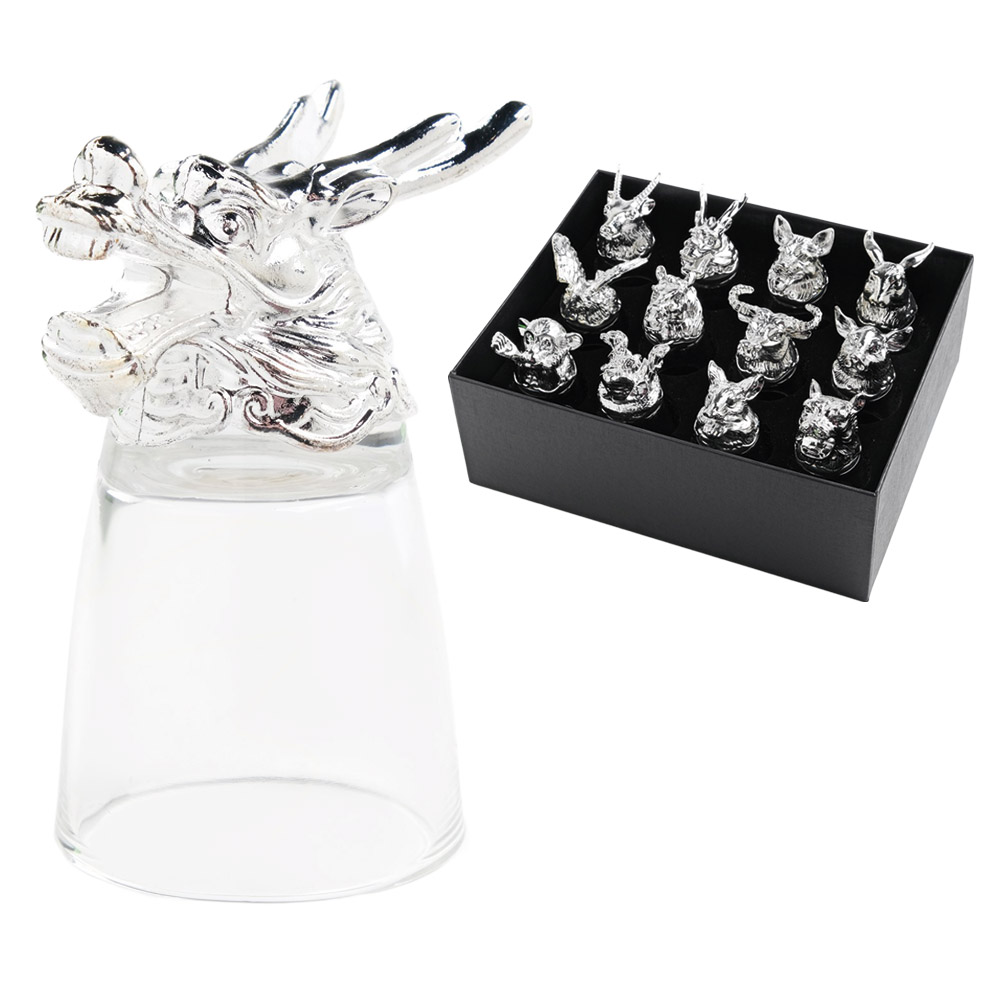 Geschenkset Schnapsgläser "Chinesischer Tierkreis", 12-tlg