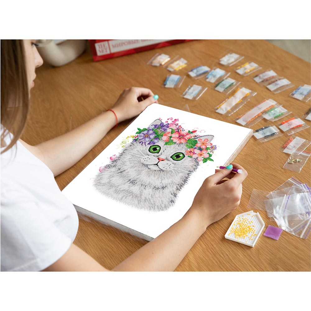 FREYA-Set: Diamond Painting "Katze" Diamantstickerei-Technik (40 x 30 cm)