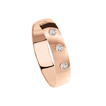 Trauring, Rotgold 585, Zirkonia, Breite 4,0 mm