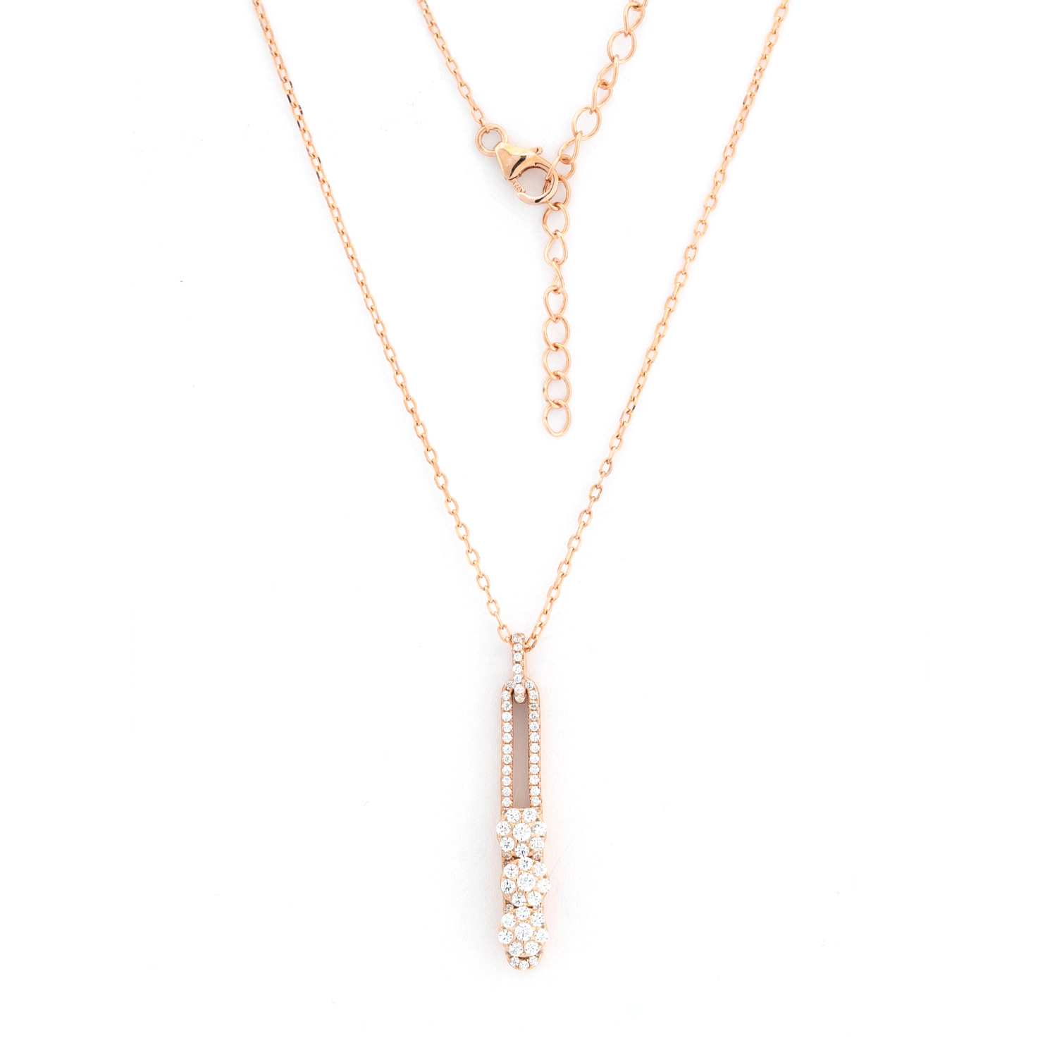 Collier aus 925 Silber mit Anhänger und 3 verstellbaren Elementen, mit Zirkonia