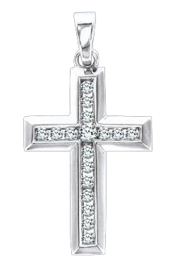 Eleganter Kreuzanhänger aus Silber 925 mit 17 Zirkonia, Höhe ca. 29 mm