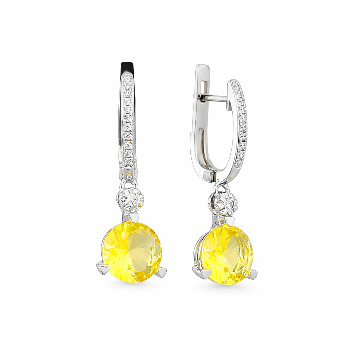 Ohrhänger aus 925 Silber mit farblosen und gelben Zirkonia