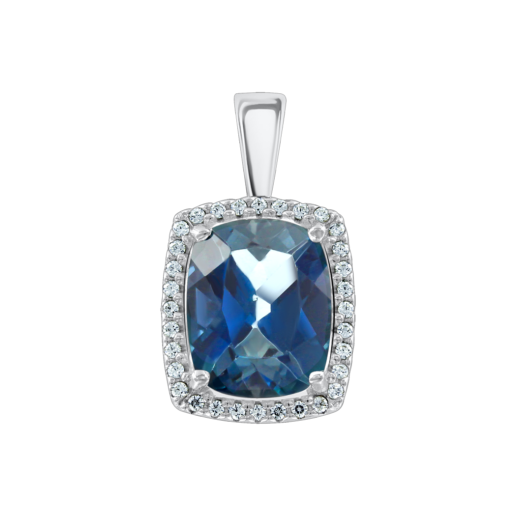 Anhänger aus 925er Silber mit London Blue Topas und Zirkonia, Höhe ca. 18 mm