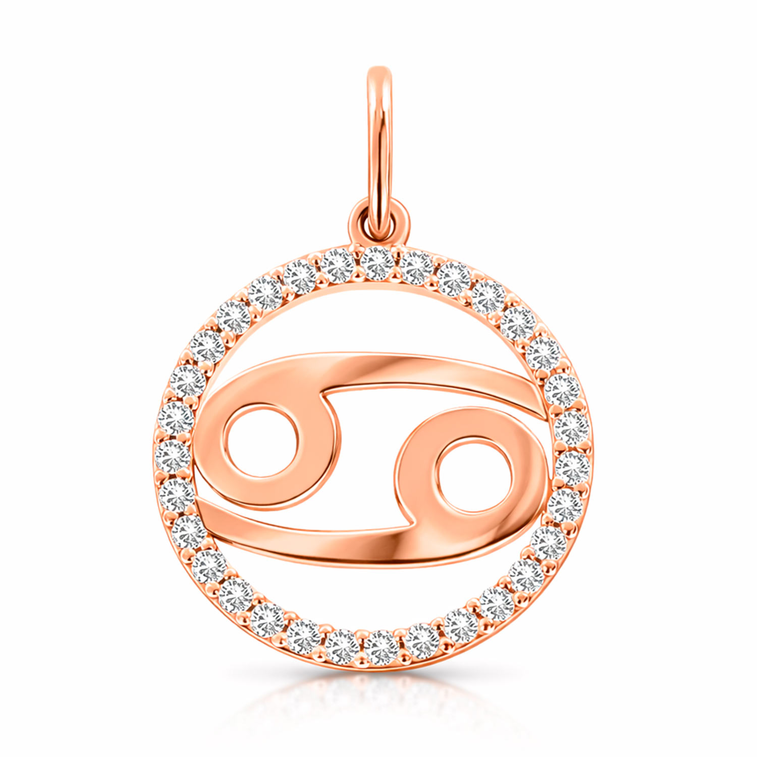 Anhänger Sternzeichen "Krebs“ (22.06 - 22.07) aus 585 Rotgold mit Zirkonia