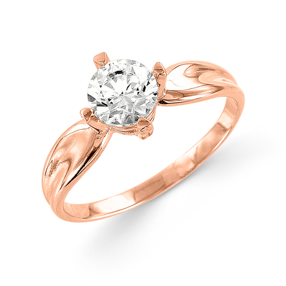 Attraktiver Damenring aus Rotgold 585, mit Swarovski Zirkonia.