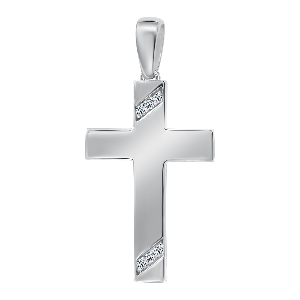 Eleganter Kreuzanhänger aus Silber 925 mit Zirkonia, Höhe ca. 34 mm