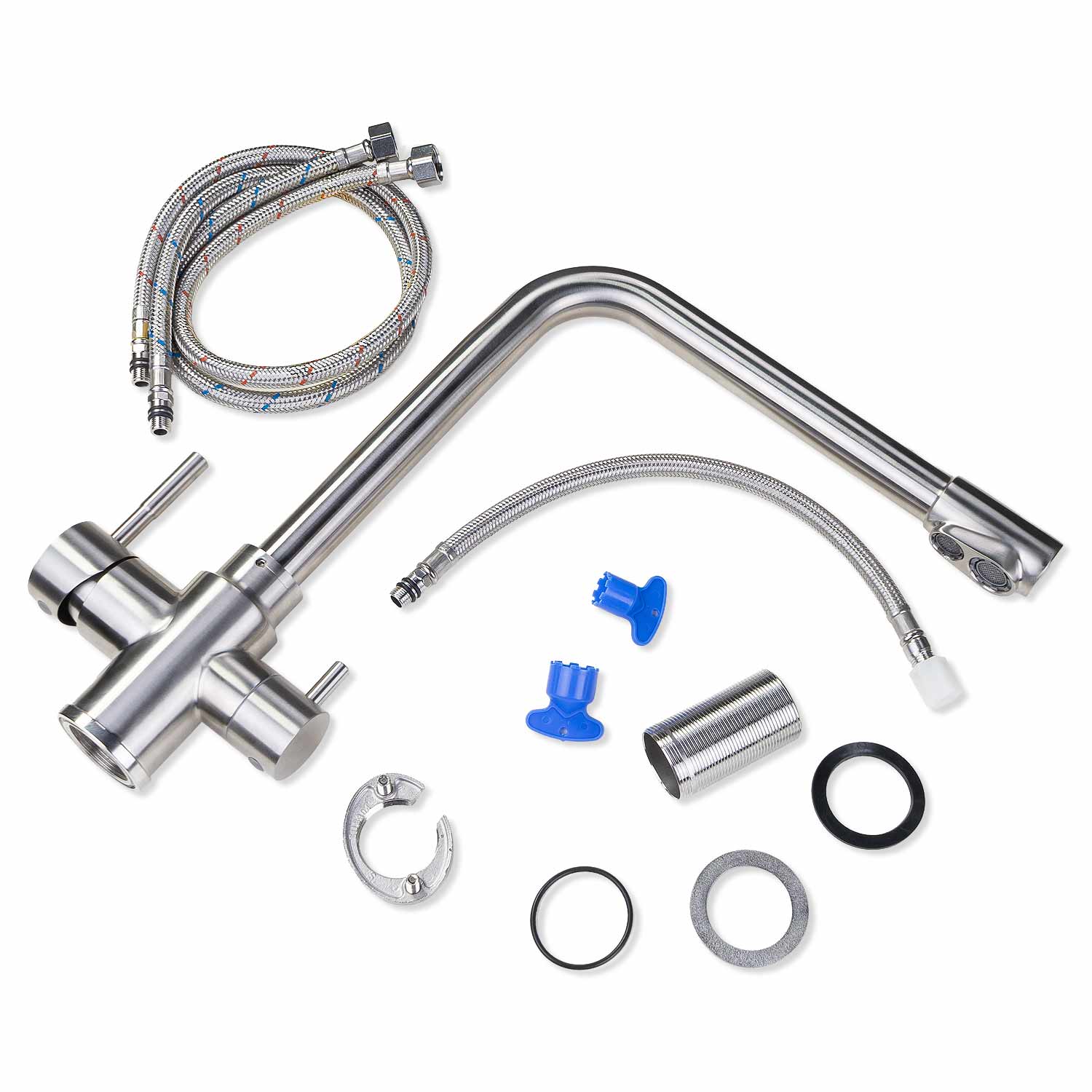 BEM 3-Wege Wasserhahn – Edelstahl 18/10, matt gebürstet