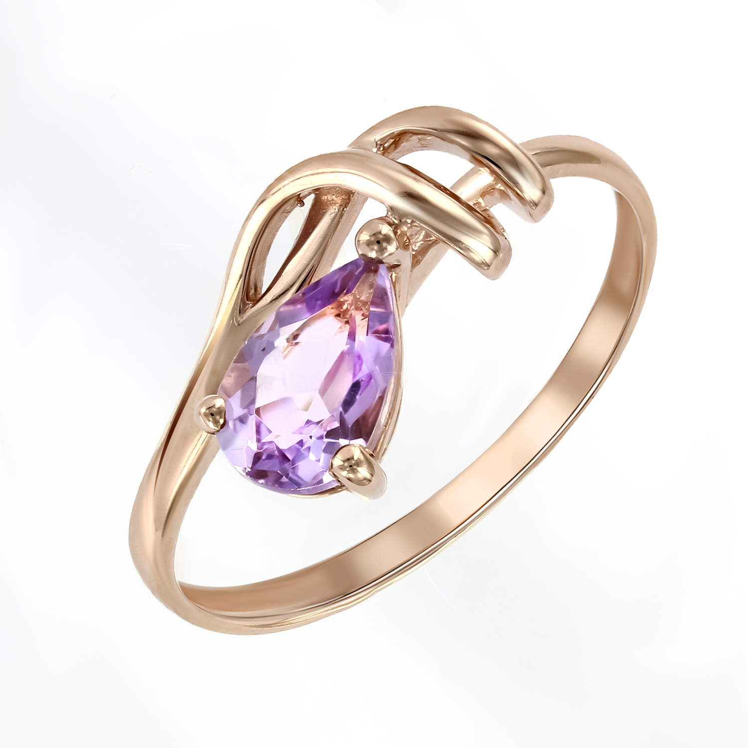 Damenring, Russischess Rotgold 585, mit Amethyst - Größe des Steins ca. 8x5 mm, Gewicht des Schmuckstücks: ca. 2,08 gr.