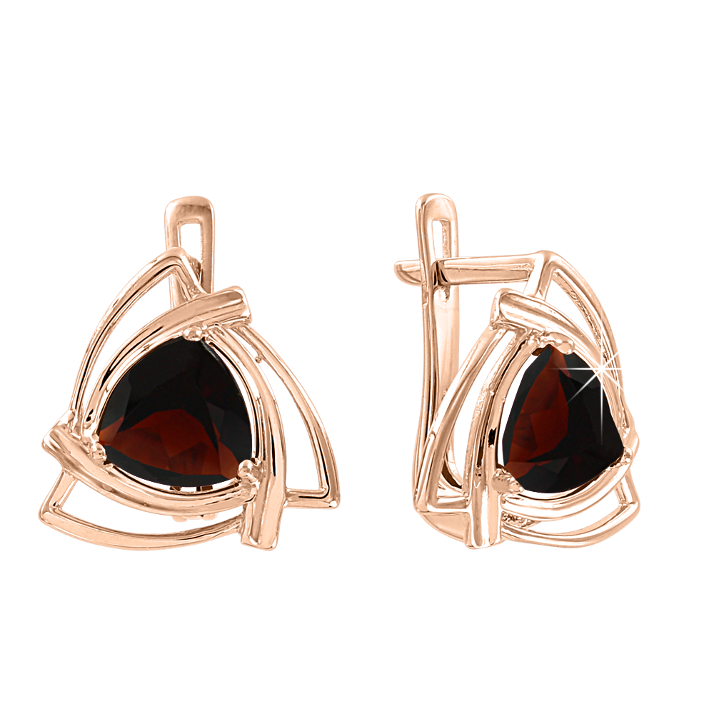 Elegante Ohrringe aus 585er Rotgold mit Granat, Höhe ca. 16 mm