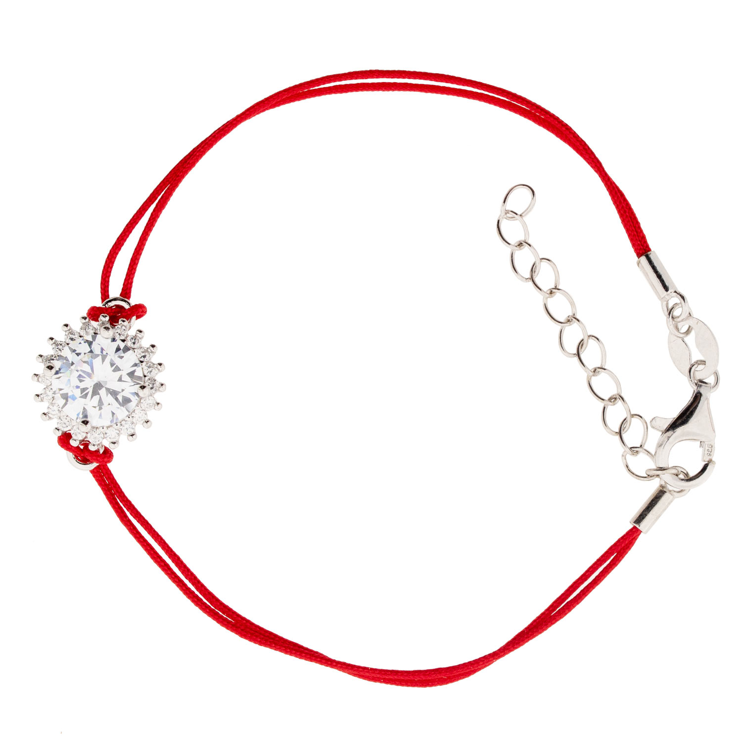 Rotes Fadenarmband mit funkelnden Zirkonia-Steinen