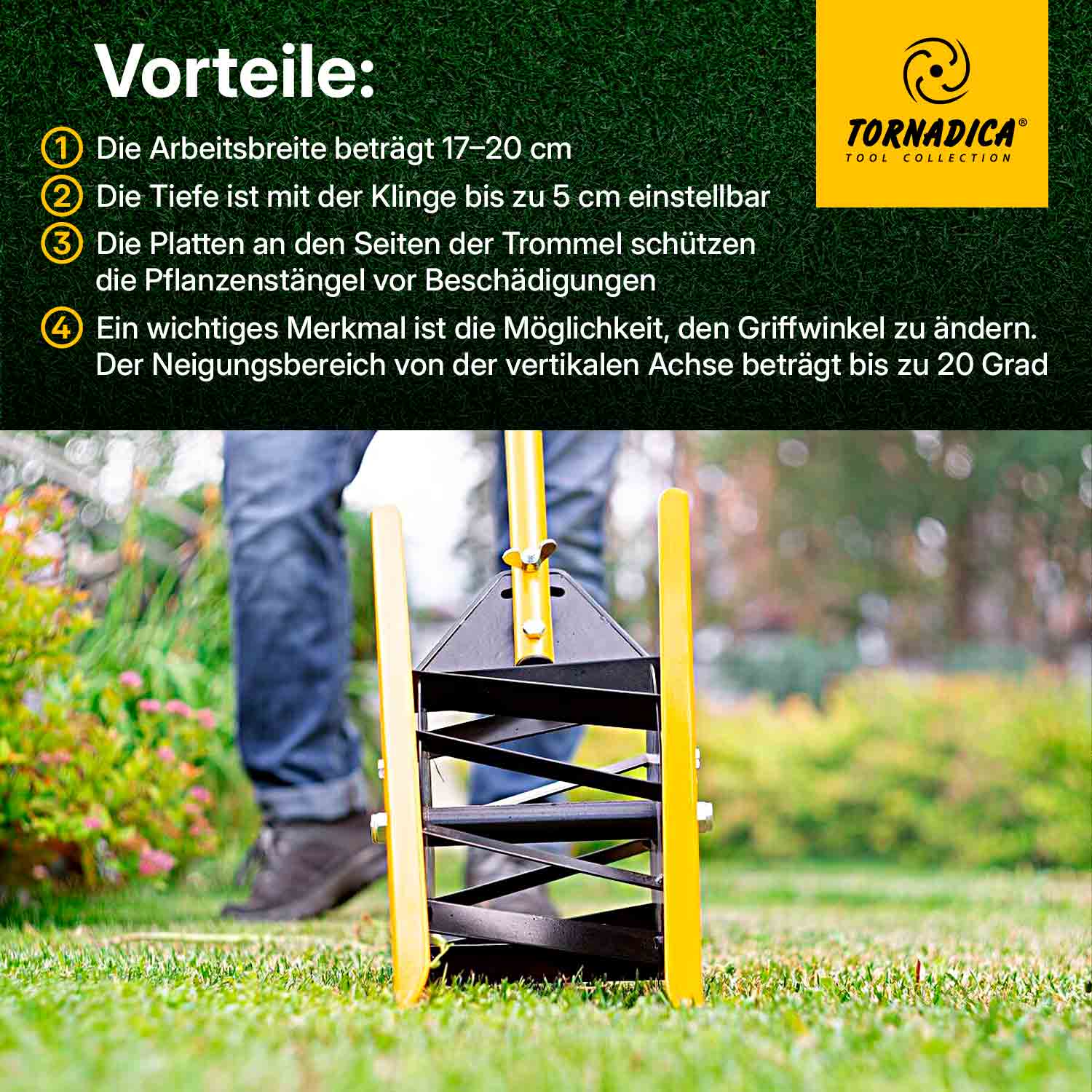 TORNADICA Wurzelentferner innovative Mini-Version des Culti-Weeders