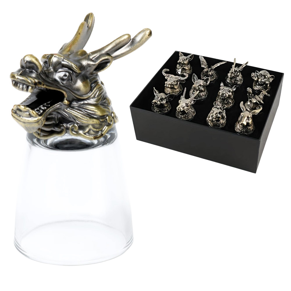 Geschenkset Schnapsgläser "Chinesischer Tierkreis", 12-tlg