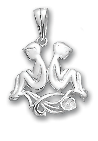 Attraktiver Anhänger Sternzeichen "Zwillinge" (21.05 - 21.06) aus Silber 925, Höhe ca. 31 mm