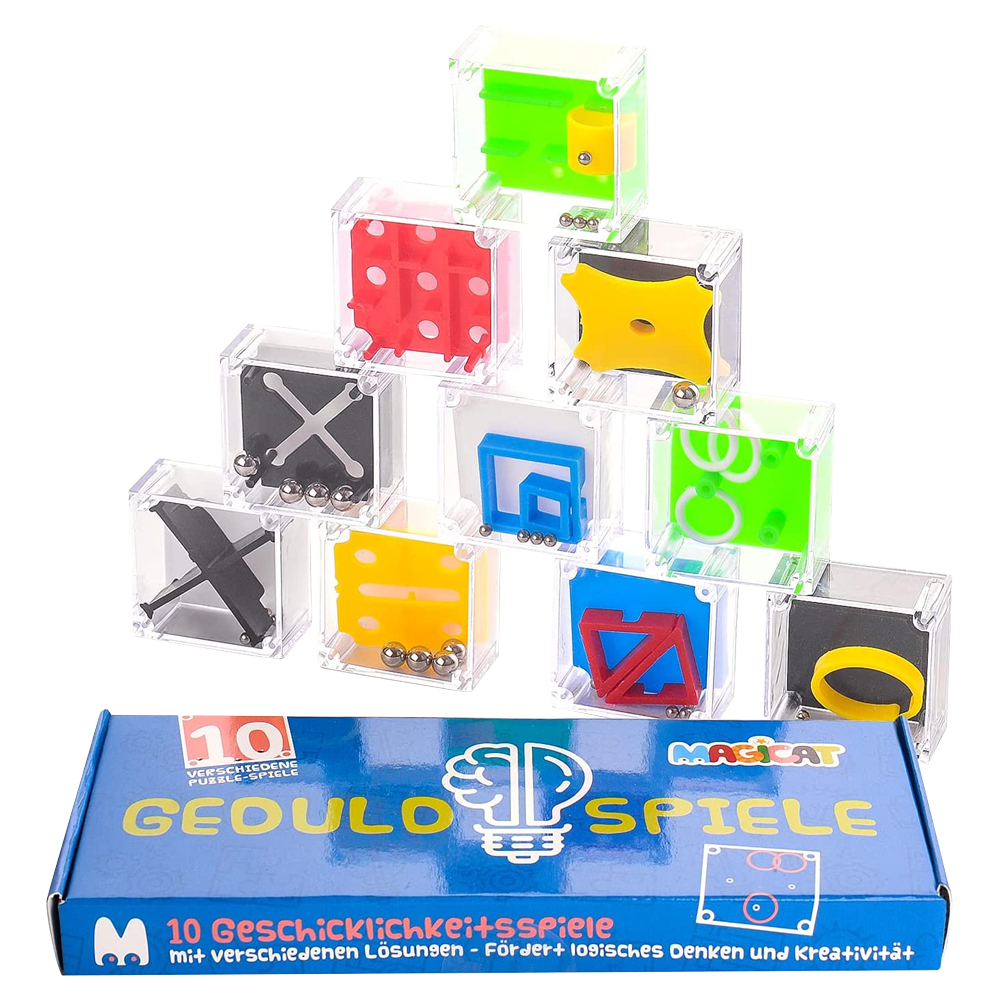 Geduldspiele Set-Magicat Premium, 10 Knobelspiele, Geschenk für Kindergeburtstag