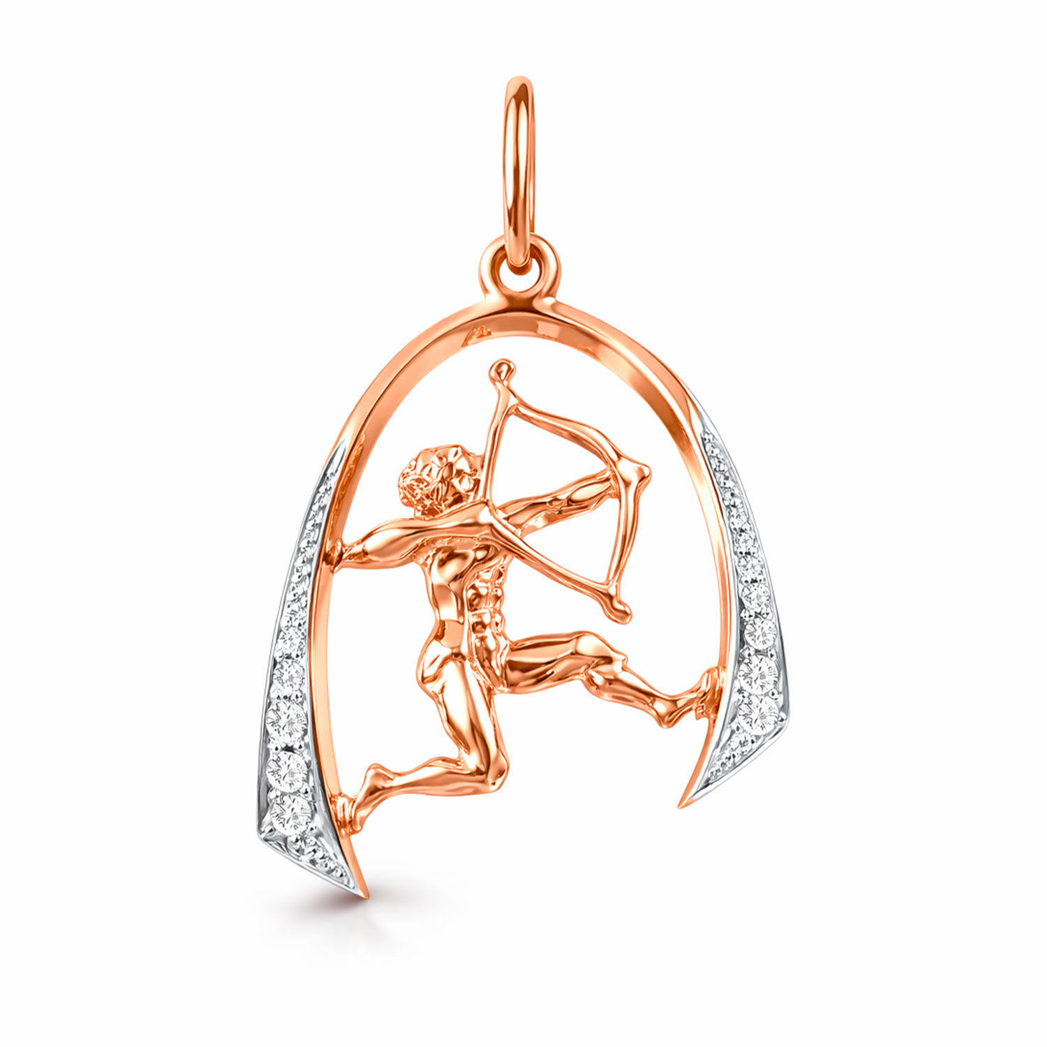 Sternzeichen Anhänger Schütze aus 585er Rotgold mit Zirkonia, Höhe ca. 24 mm