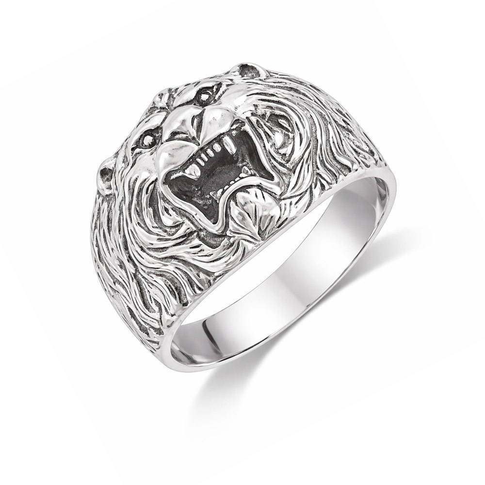 Außergewöhnlicher Herrenring mit Tigergesicht, Silber 925