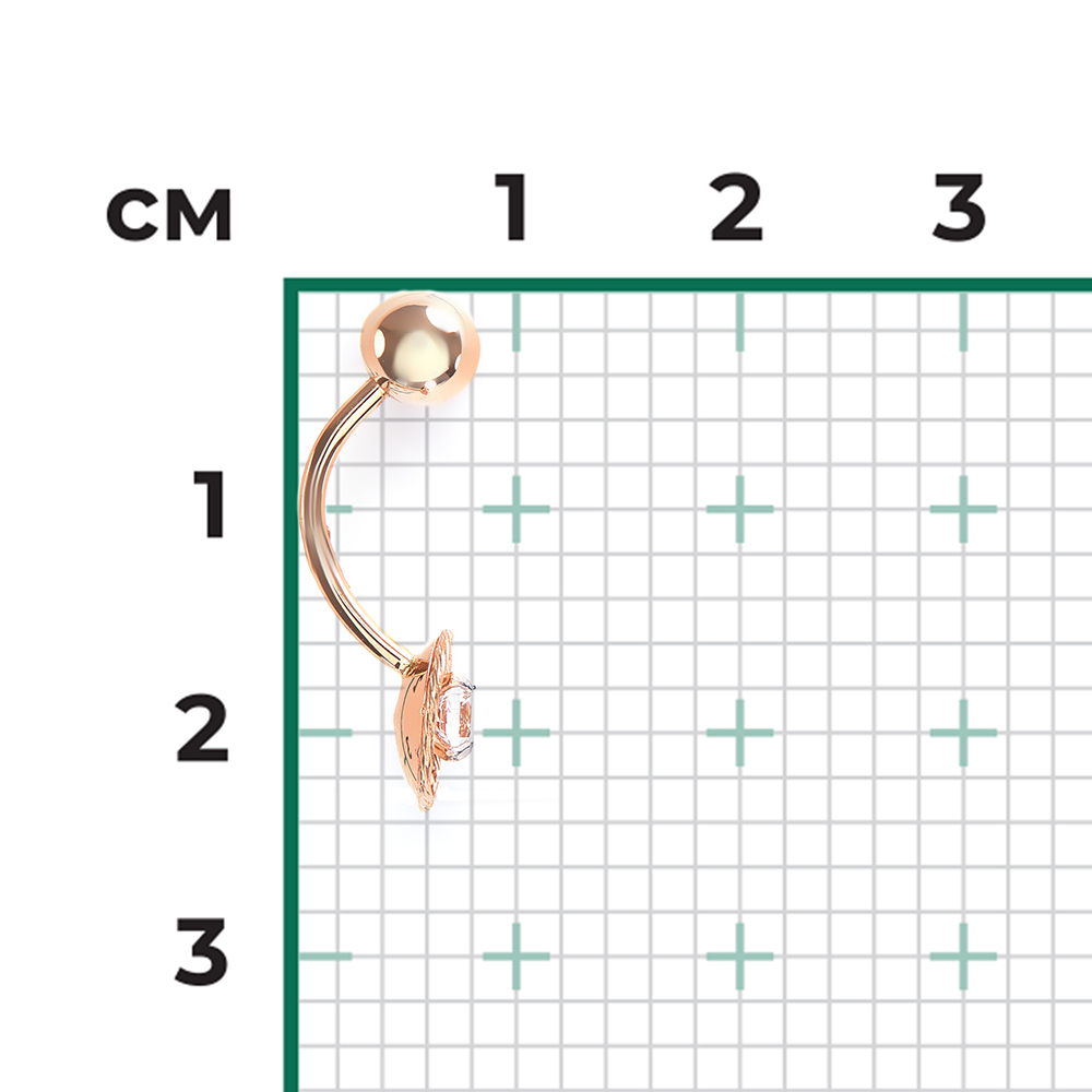 Bauchpiercing aus 585er Rotgold, mit Zirkonia - durchmesser ca. 4 mm 