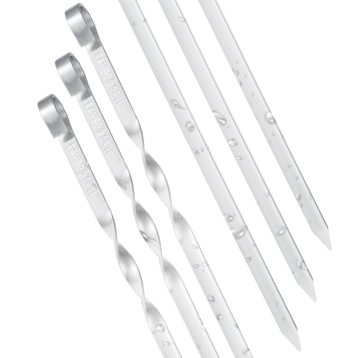 Rambo Grill Edelstahl-Grillspieße (6 Stück, 50 cm)