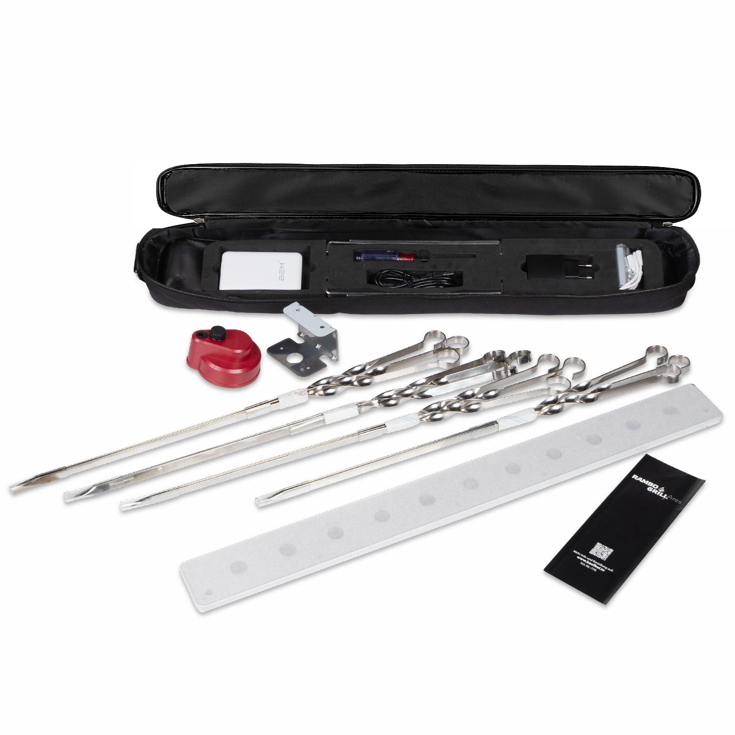 RAMBO Set: Holzkohlegrill aus Edelstahl und Grillaufsatz mit Motor