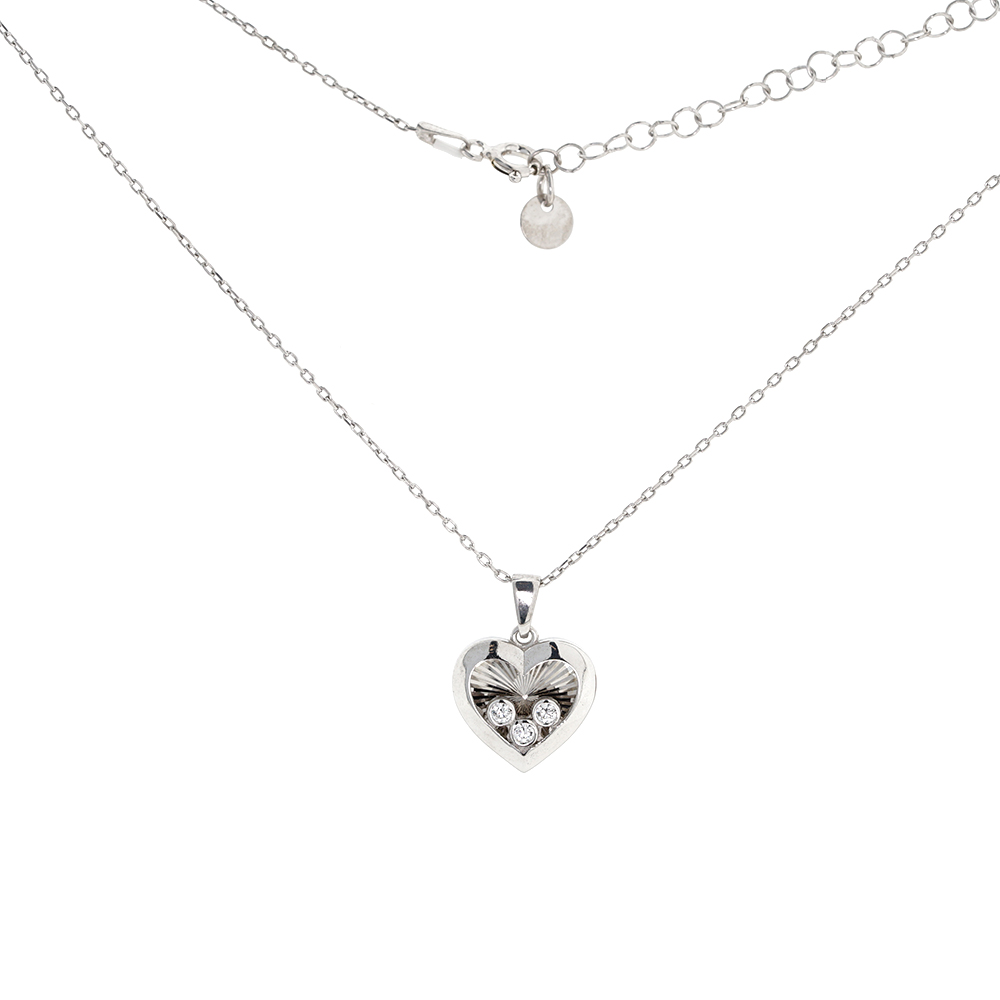 Feine Halskette mit Herz-Anhänger aus 925 Silber mit drei Swarovski-Kristallen