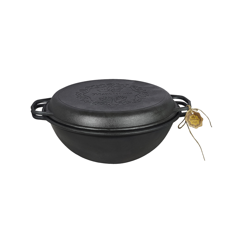 Kasan WOK aus Gusseisen mit einer Deckel-Bratpfanne, 8L