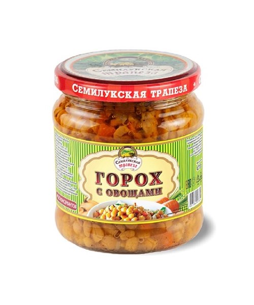 Semilukskaya Trapeza Gemüsezubereitung aus Erbsen und Gemüse, 470g