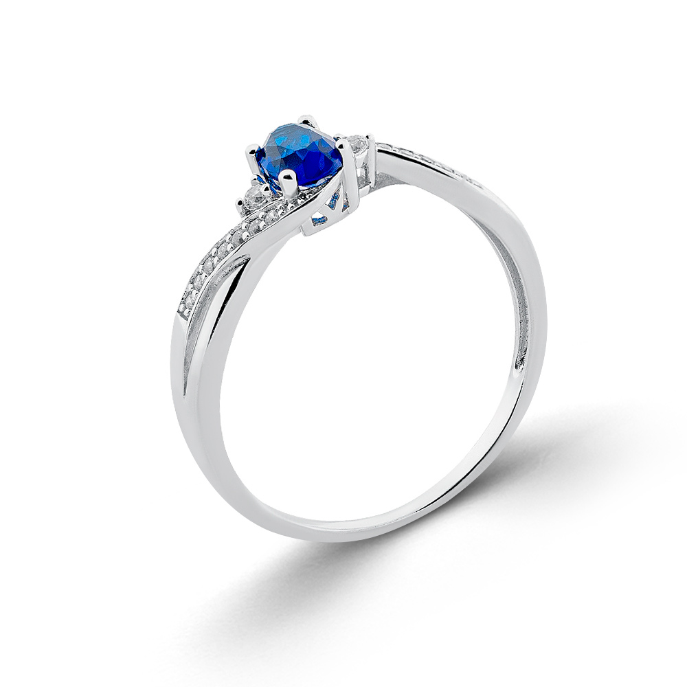 Sokolov Damenring aus 925 Silber mit blauen Kristallen und farblosen Zirkonia