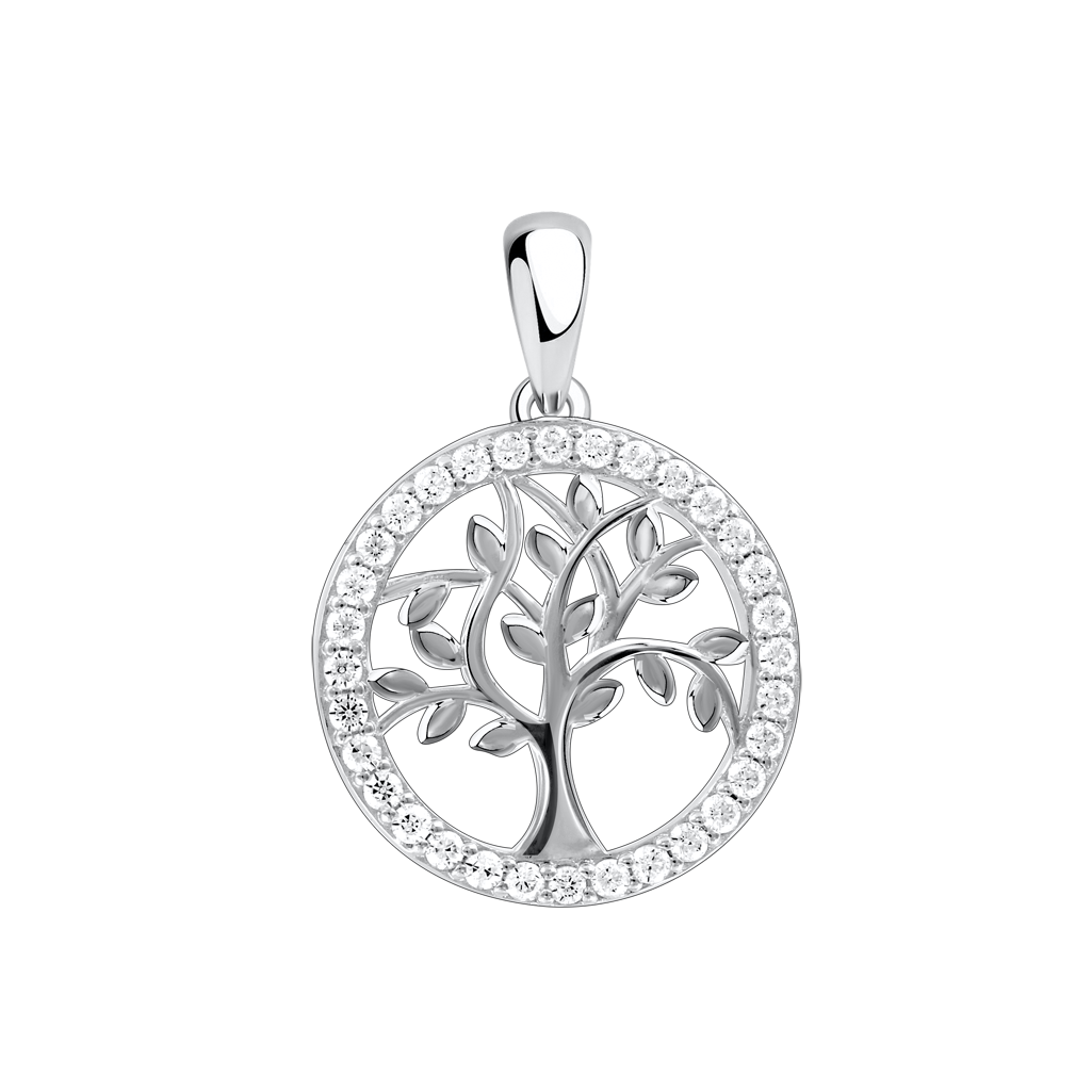 Anhänger "Baum des Lebens" mit Zirkonia, Silber 925, Höhe ca. 28 mm, Durchmesser ca. 24 mm