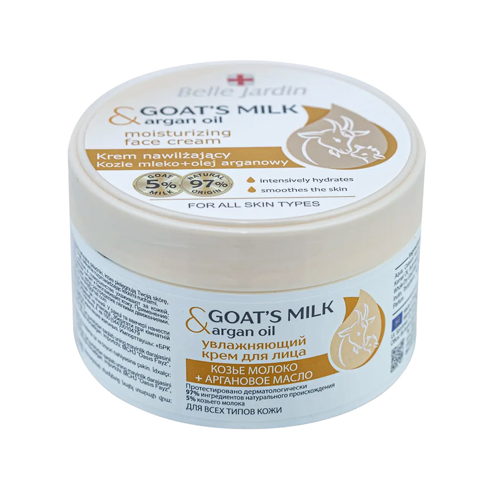 Belle Jardin Feuchtigkeitsspendende Gesichtscreme Ziegenmilch und Arganöl, 200 ml