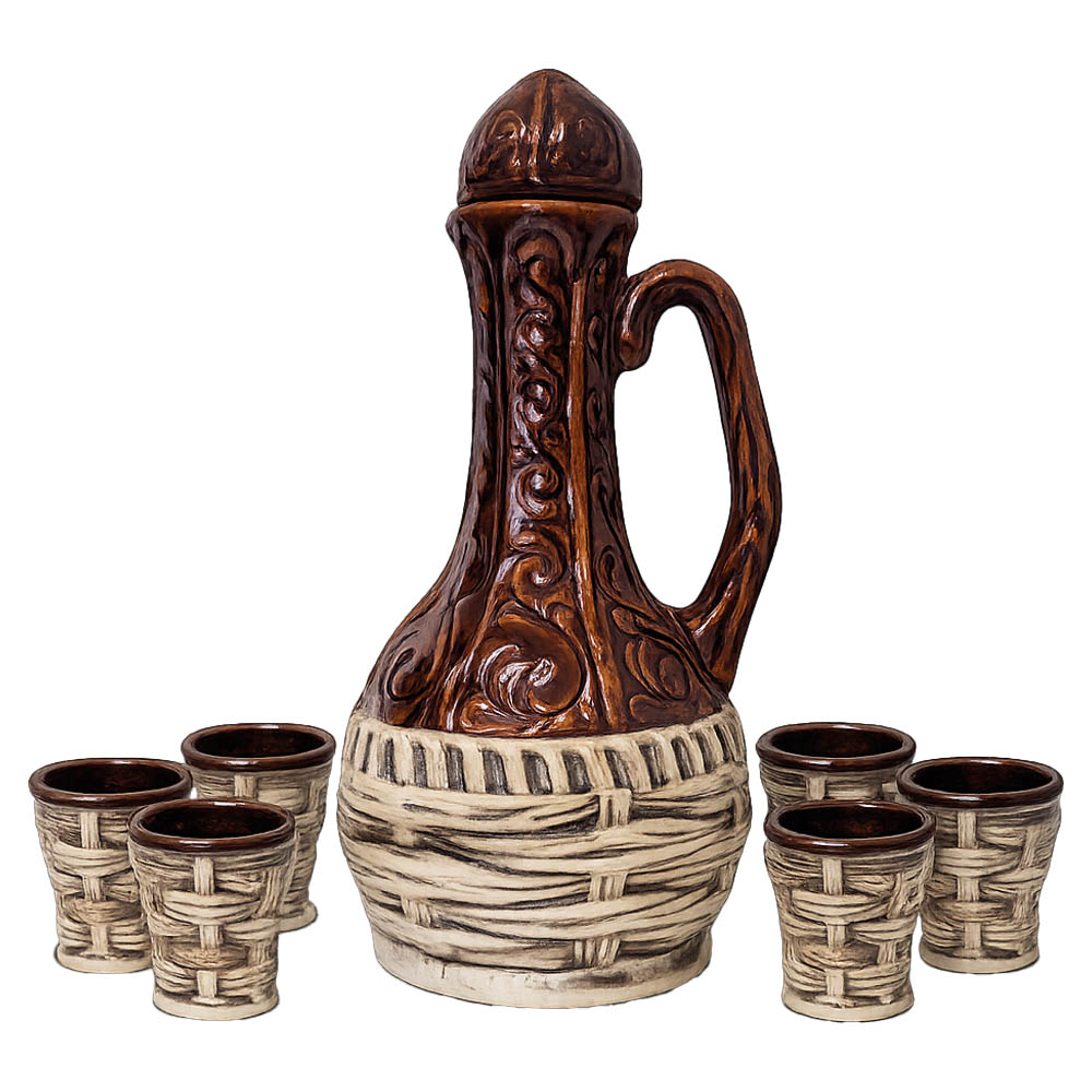 Keramik-Wein-Set mit Stauf 1 L + 6 Gläser