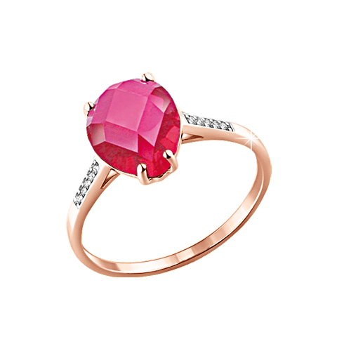 Schöner Damenring, Rotgold 585, mit Rubin HTS und Zirkonia