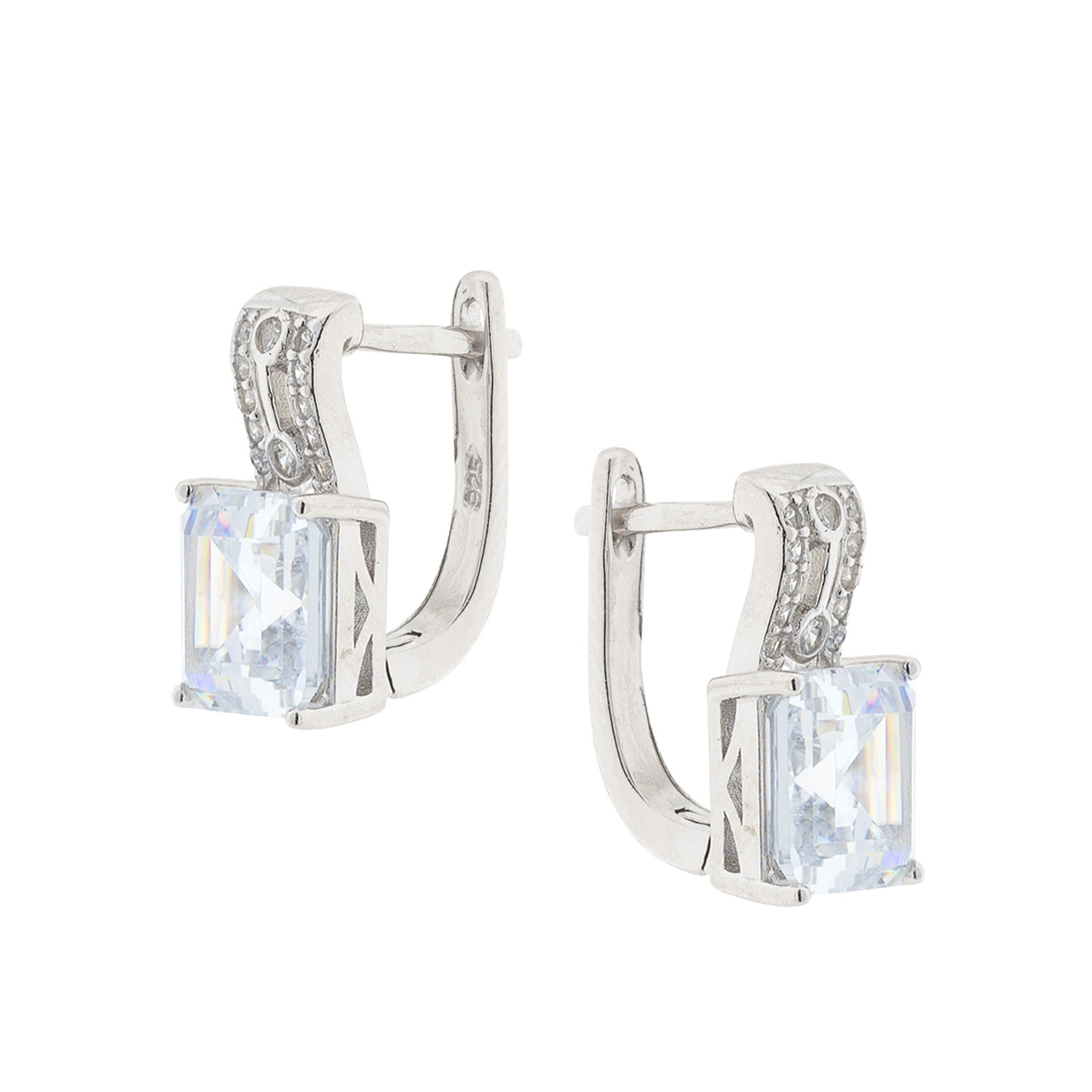 Set: Ohrringe + Anhänger aus 925 Silber mit Glaskristallen und Zirkonia