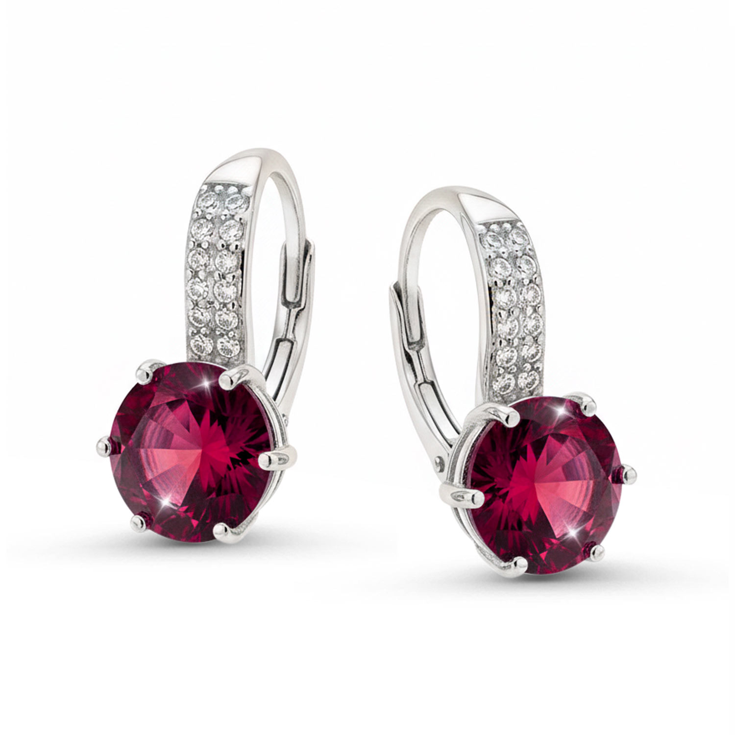 Ohrringe aus 925 Silber mit runden Zirkonia in drei Farbvarianten