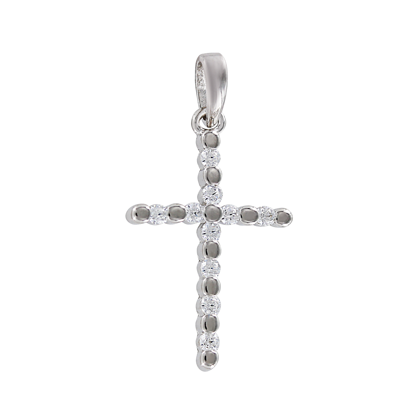 Attraktiver Anhänger Kreuz, Silber 925, mit 10 Zirkonia, Höhe ca. 22 mm