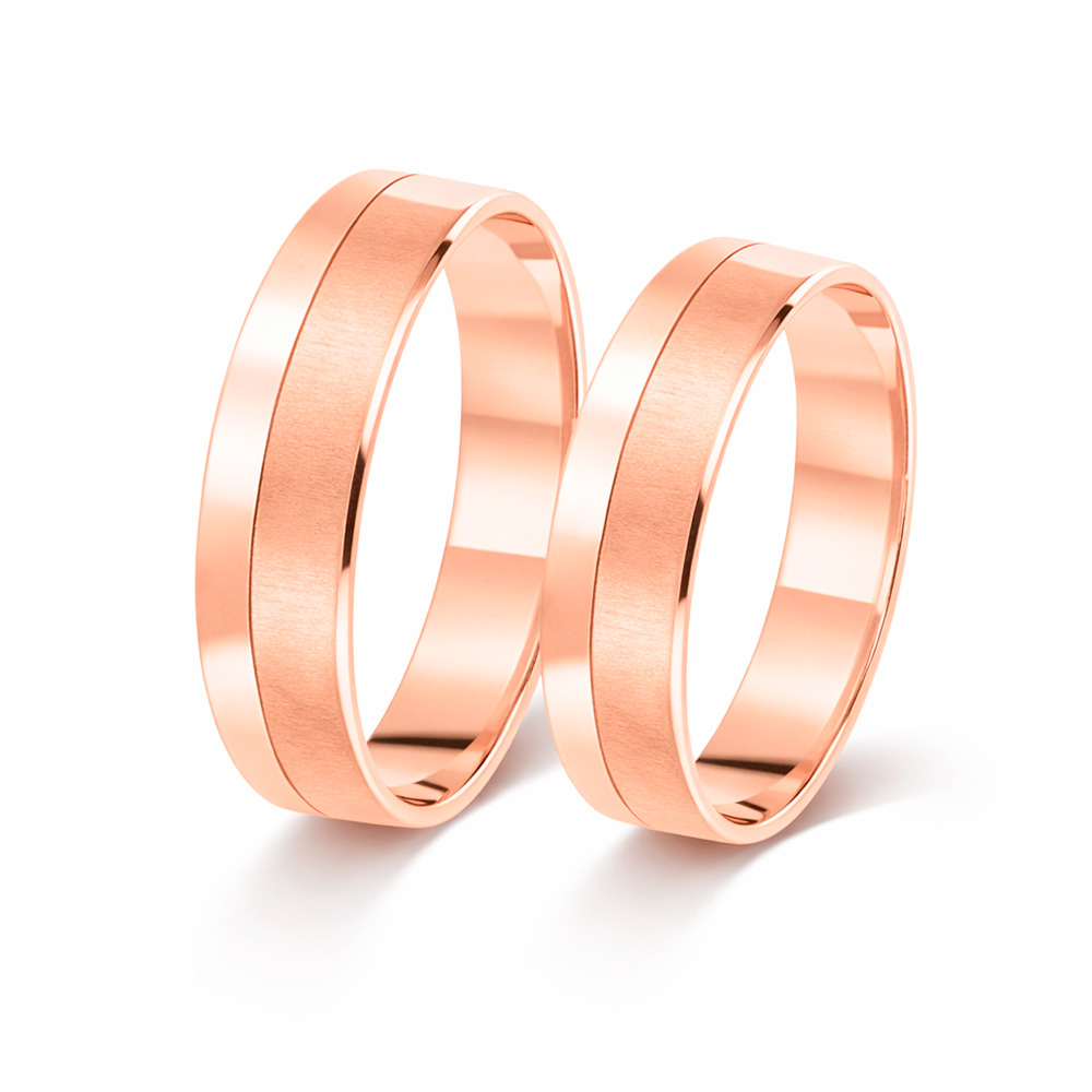 Trauring aus 585er Rotgold, Glanz/Matt, Breite 4,5 mm / Preis für je 1 Ring