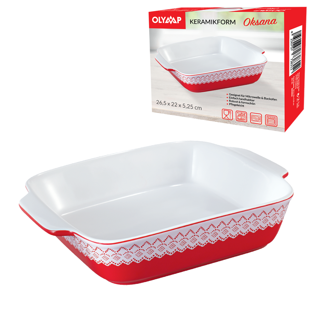 OLYMP Auflaufform aus Keramik "OKSANA" rechteckig 26,5 x 22 x 5,25 cm