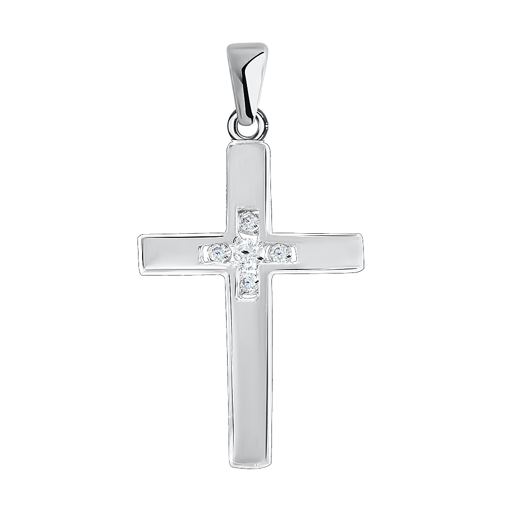 Eleganter Kreuzanhänger aus Silber 925 mit Zirkonia-Kreuz, Höhe ca. 31 mm