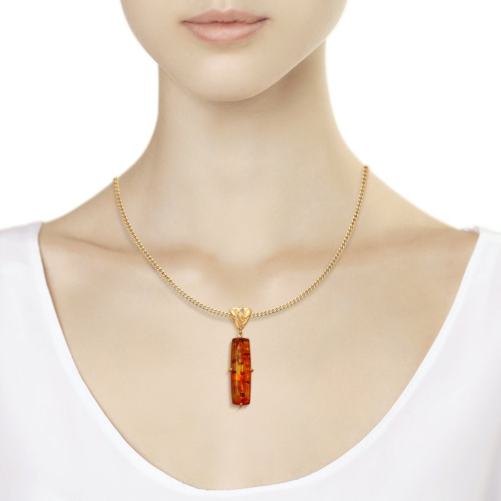 Anhänger vergoldet aus 925 Silber mit Bernstein