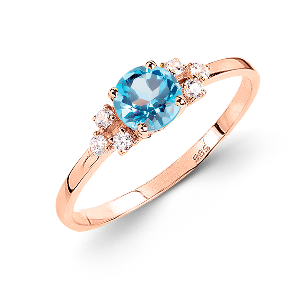 Damenring aus 585 Rotgold mit Topas und Zirkonia