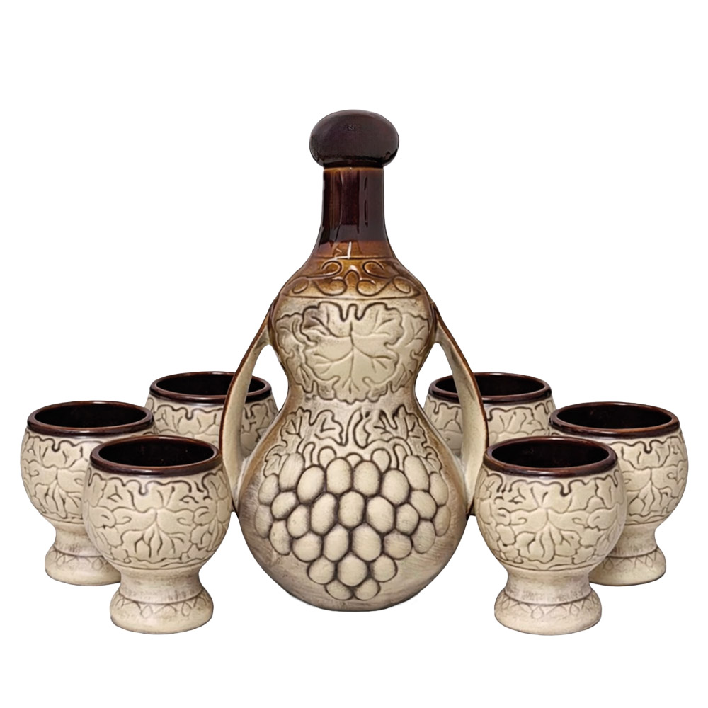 Keramik-Wein-Set mit Stauf 1 L + 6 Gläser