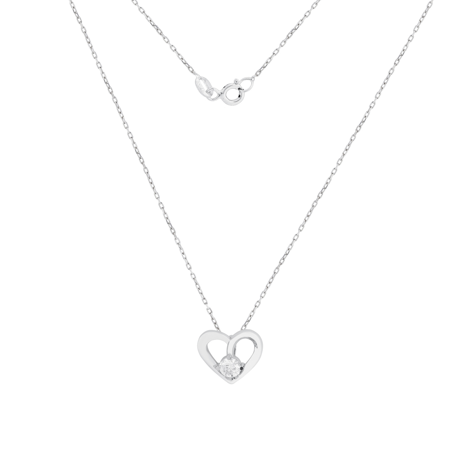 Collier aus 925 Silber mit funkelndem Anhänger in Herzform mit Moissanite