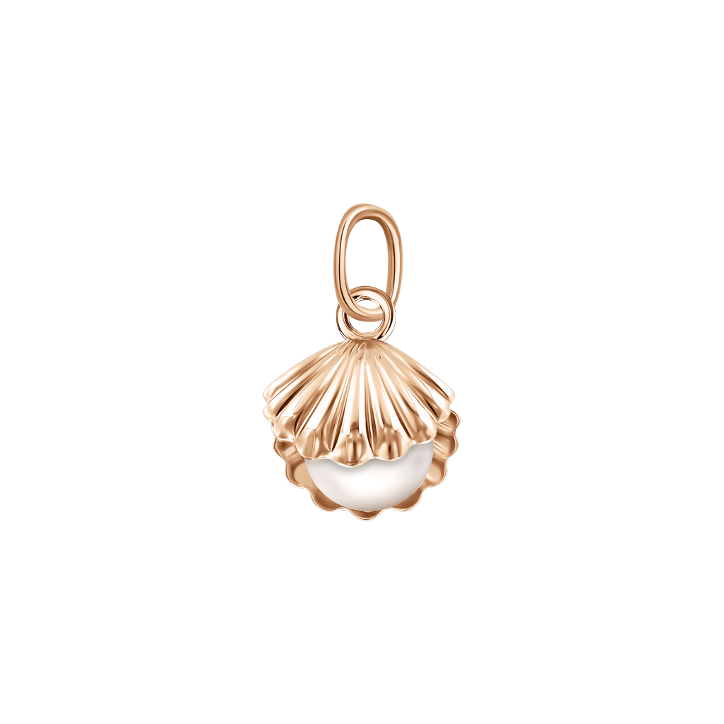 Anhänger Rotgold 585 mit Perle in Muschelform, Höhe ca. 17 mm